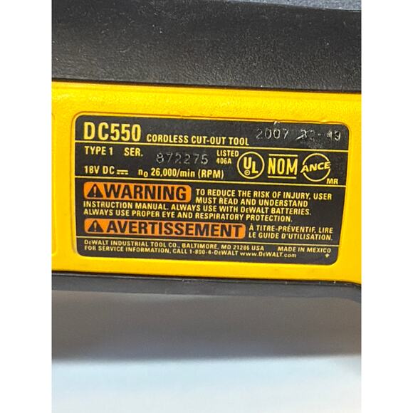 Dewalt Cordless Cut Out Tool 18v W/battery DC550 - TESTED - Picture 2 of 7